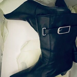 Cole Haan Black Heeled Boots with Buckle